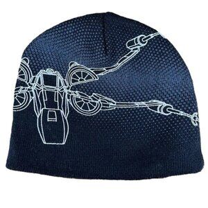 STAR WARS X-Wing TIE Fighter Beanie Hat Black Skull Cap with Grey UNISEX OSFM